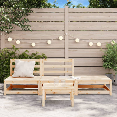 Patio Sofa Armless with Footstool Solid Wood Pine