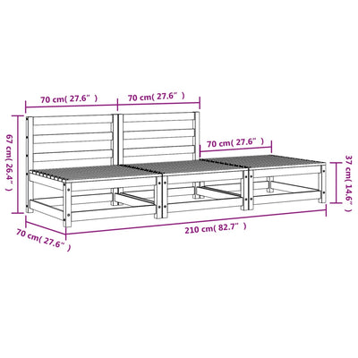 Patio Sofa Armless with Footstool Solid Wood Pine