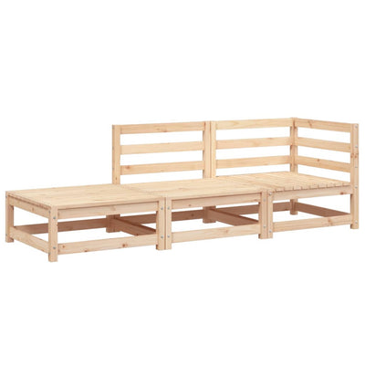 Patio Sofa with Footstool 2-Seater Solid Wood Pine