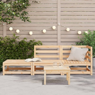 Patio Sofa with Footstool 2-Seater Solid Wood Pine
