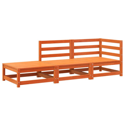 Patio Sofa with Footstool 2-Seater Wax Brown Solid Wood Pine