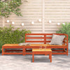Patio Sofa with Footstool 2-Seater Wax Brown Solid Wood Pine