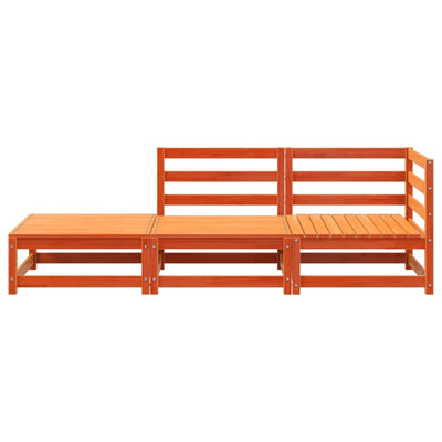 Patio Sofa with Footstool 2-Seater Wax Brown Solid Wood Pine