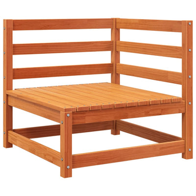 Patio Sofa with Footstool 2-Seater Wax Brown Solid Wood Pine