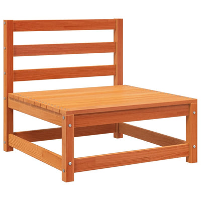 Patio Sofa with Footstool 2-Seater Wax Brown Solid Wood Pine