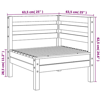 Patio Sofa Corner Wax Brown Solid Wood Pine