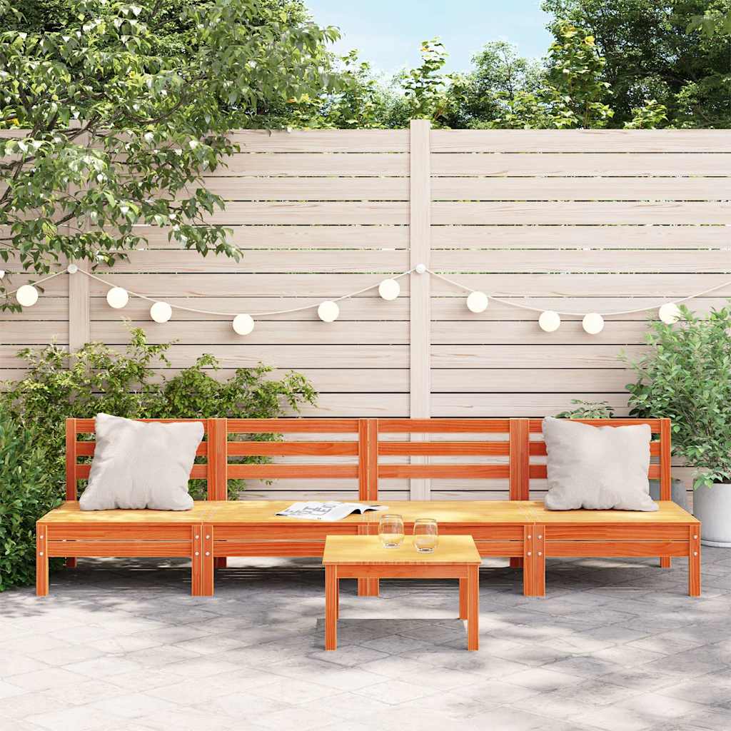 Garden Sofa | Set of 4 | Wax brown | Solid pine wood | Standard | Modular