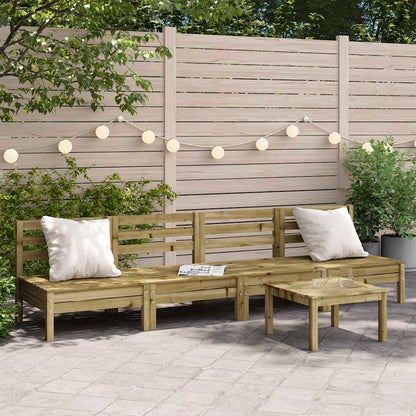 Garden Sofa | Set of 4 | Natural Brown | Impregnated Pine Wood | Standard