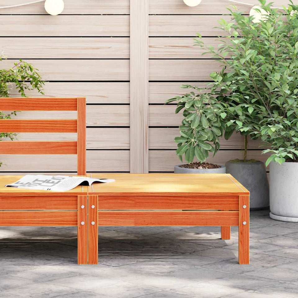 Garden Footstool Wax Brown Solid Wood Pine