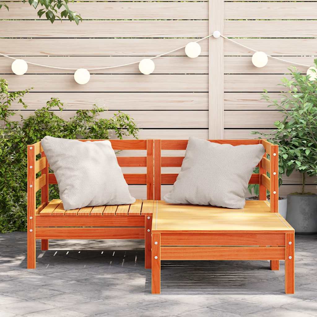 Garden Sofa | Wax brown | Solid pine wood | 2-seater | Modular