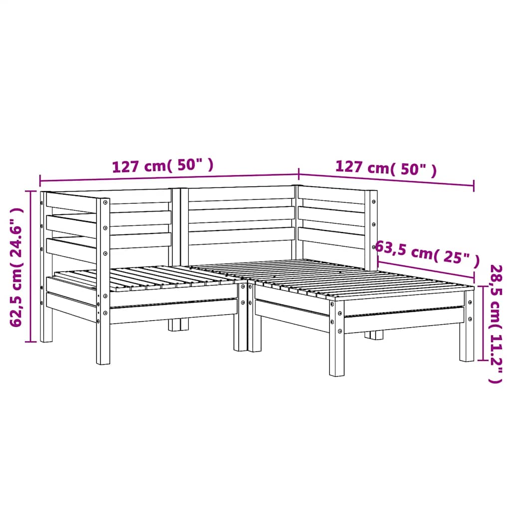 Garden Sofa | Natural Wood | Solid Pine Wood | Medium |  Modular
