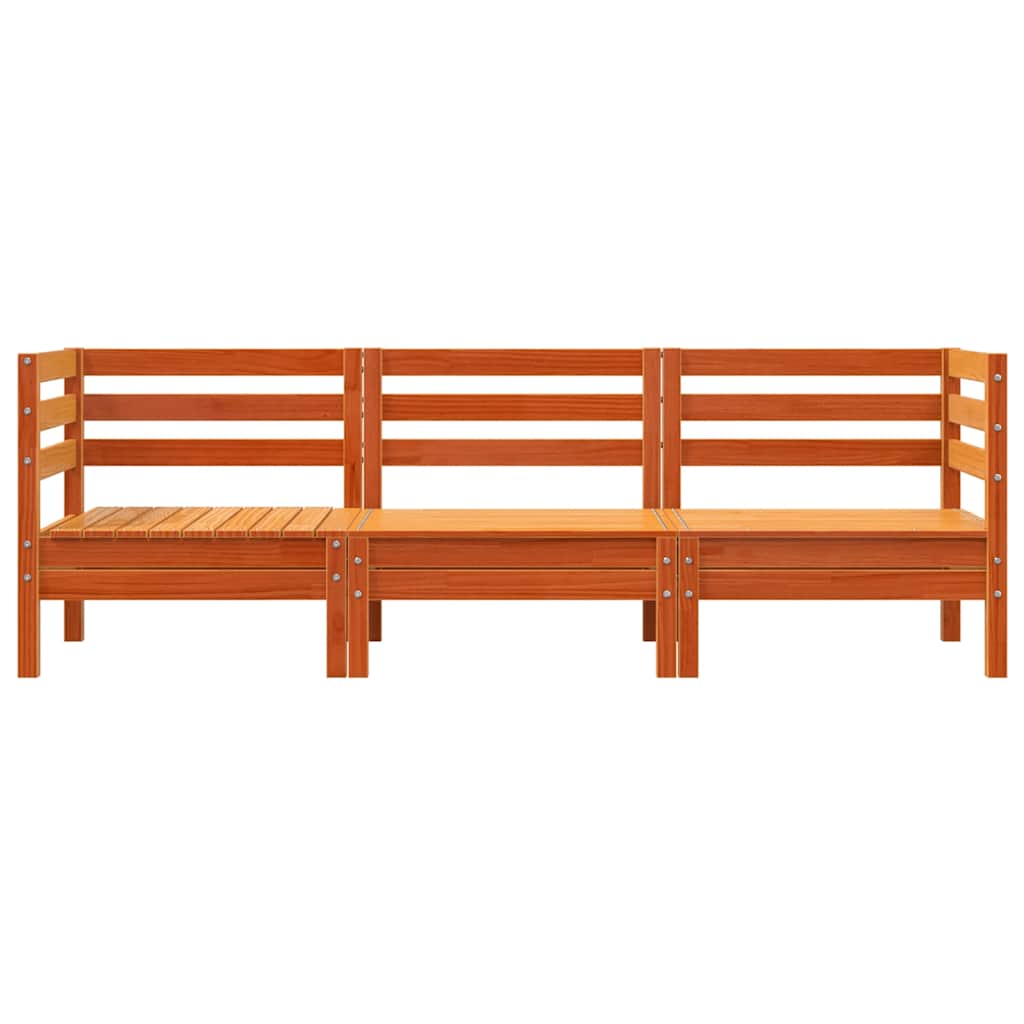 Garden Sofa | Wax Brown | Solid Pine Wood | 3-Seater | Modular