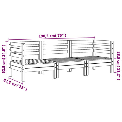Garden Sofa | Wax Brown | Solid Pine Wood | 3-Seater | Modular