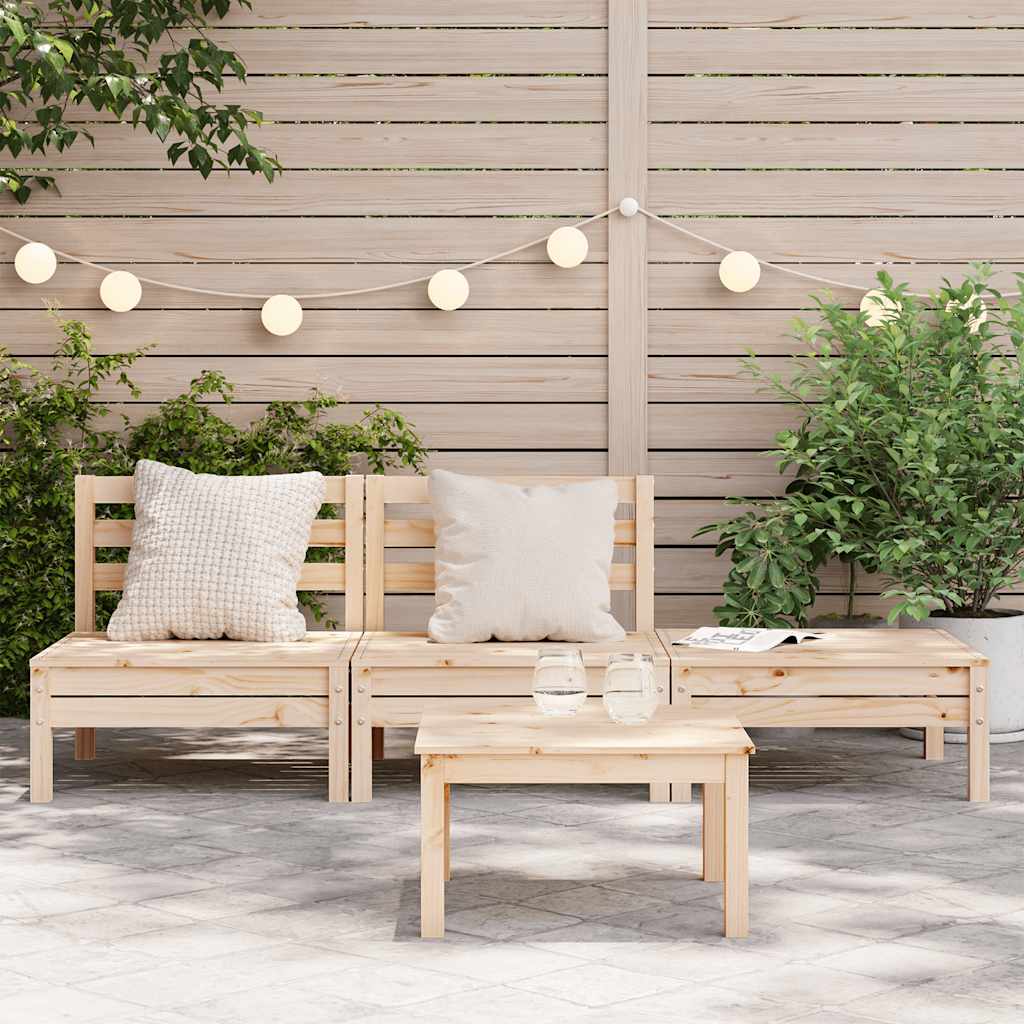 Garden Sofa | Natural Pine | Solid Pine Wood | 3-Seater | Modular