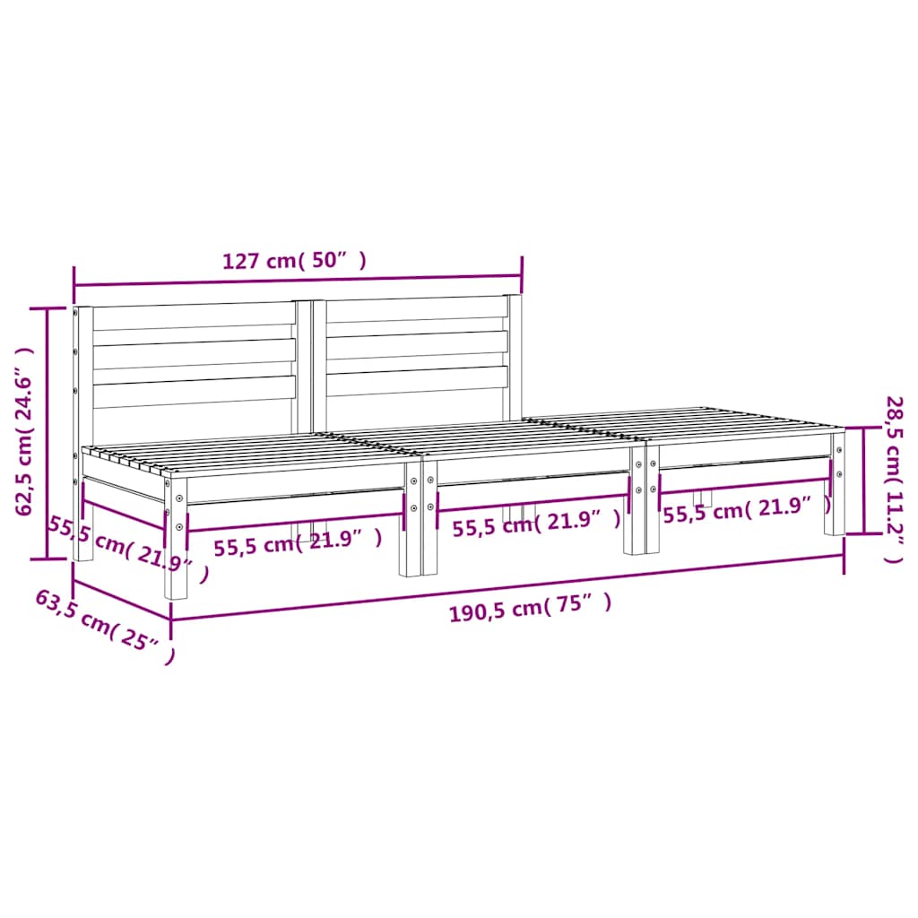 Garden Sofa | White | Solid pine wood | 3-seater | Modular | Garden Sofa