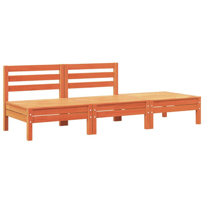 Patio Sofa 3-Seater Wax Brown Solid Wood Pine