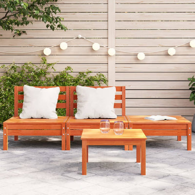 Patio Sofa 3-Seater Wax Brown Solid Wood Pine