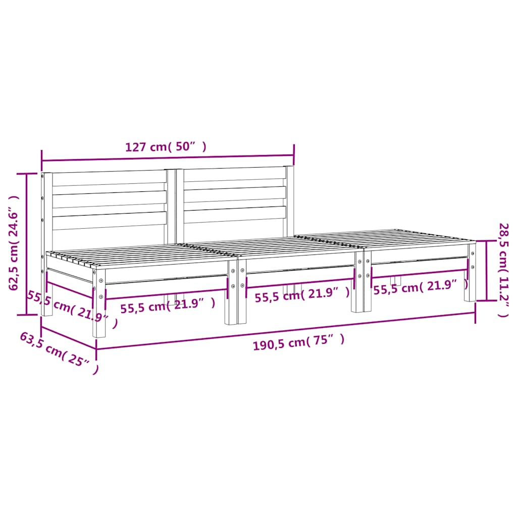 Garden Sofa | Wax brown | Solid pine wood | Large | Modular | Garden Sofa