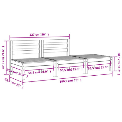 Patio Sofa 3-Seater Wax Brown Solid Wood Pine