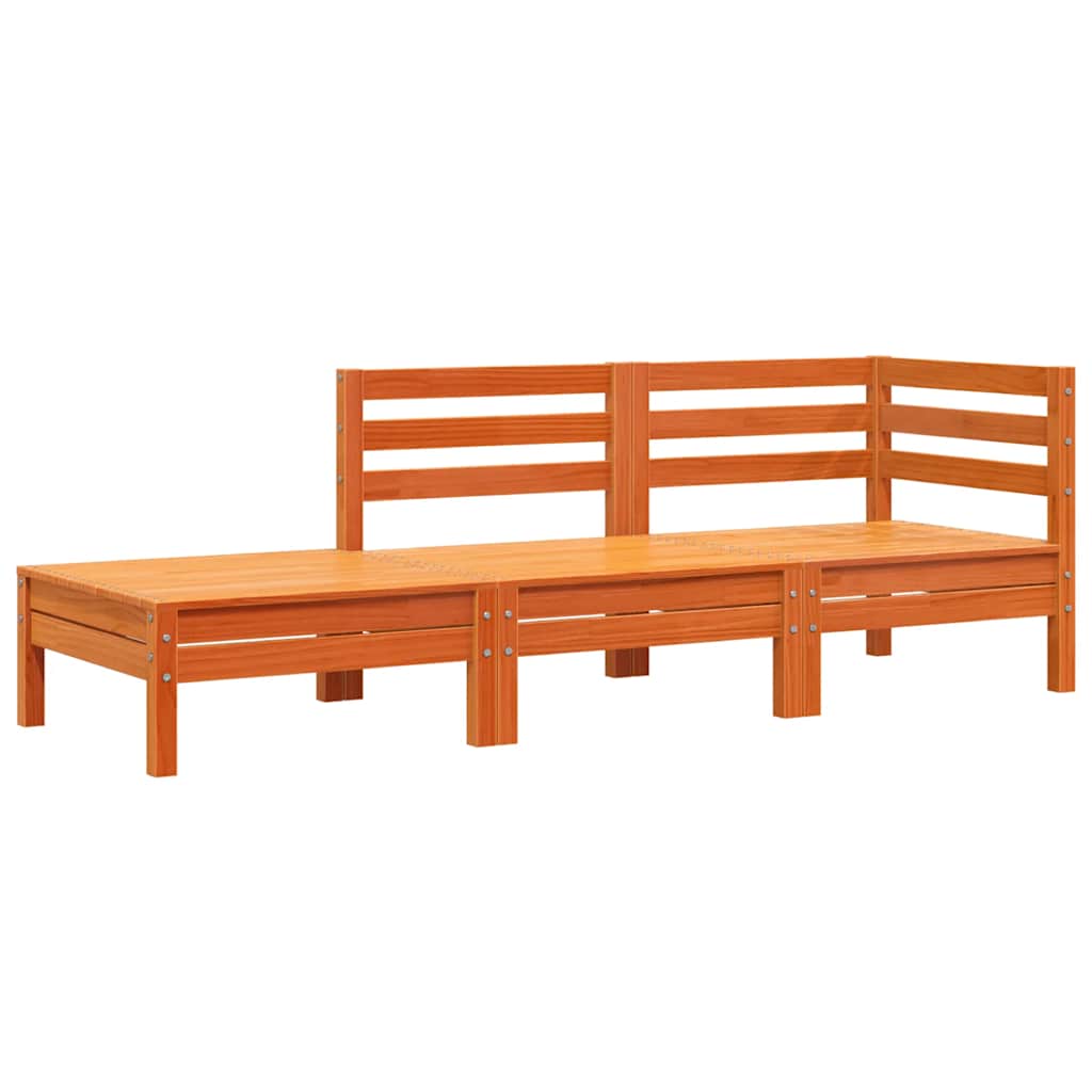 Garden Sofa | Wax Brown | Solid Pine Wood | 3-Seater | Modular