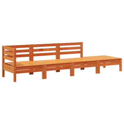 Patio Sofa 4-Seater Wax Brown Solid Wood Pine