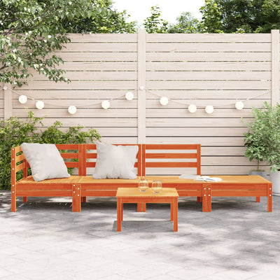 Patio Sofa 4-Seater Wax Brown Solid Wood Pine