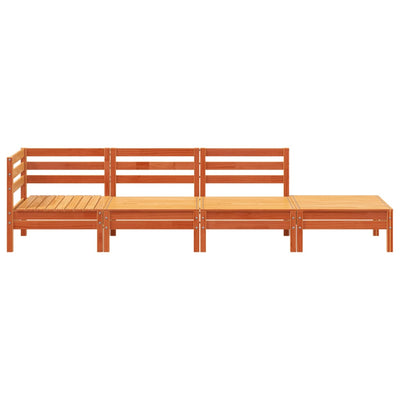 Patio Sofa 4-Seater Wax Brown Solid Wood Pine