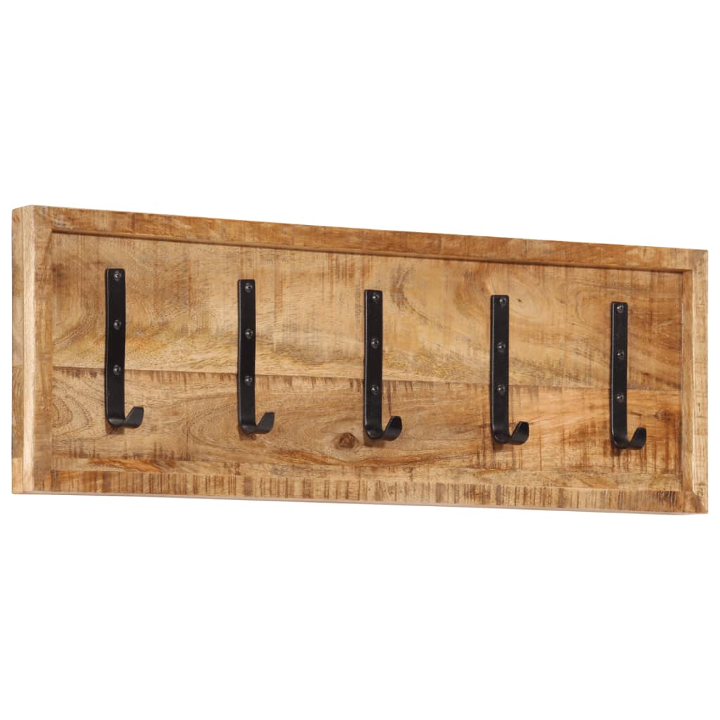 Wall-mounted Coat Rack with 5 Hooks Solid Wood Mango