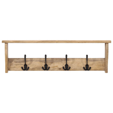 Wall-mounted Coat Rack with 4 Hooks Solid Wood Mango