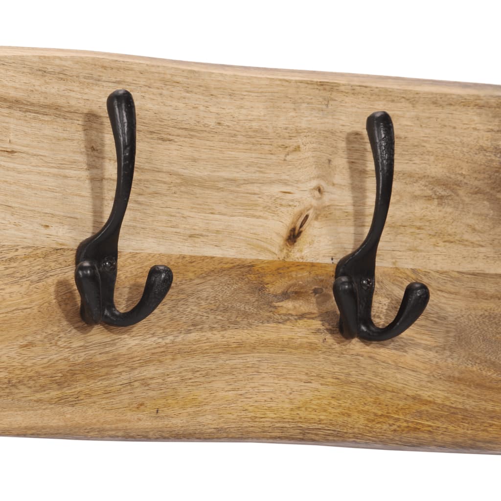 Wall-mounted Coat Rack with 4 Hooks Solid Wood Mango