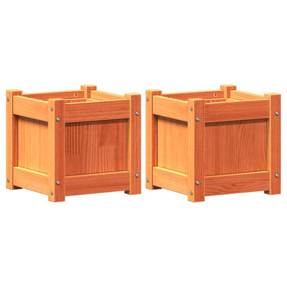 Garden Planters 2 pcs Wax Brown Solid Wood Pine