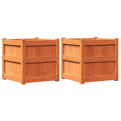 Garden Planters 2 pcs Wax Brown Solid Wood Pine