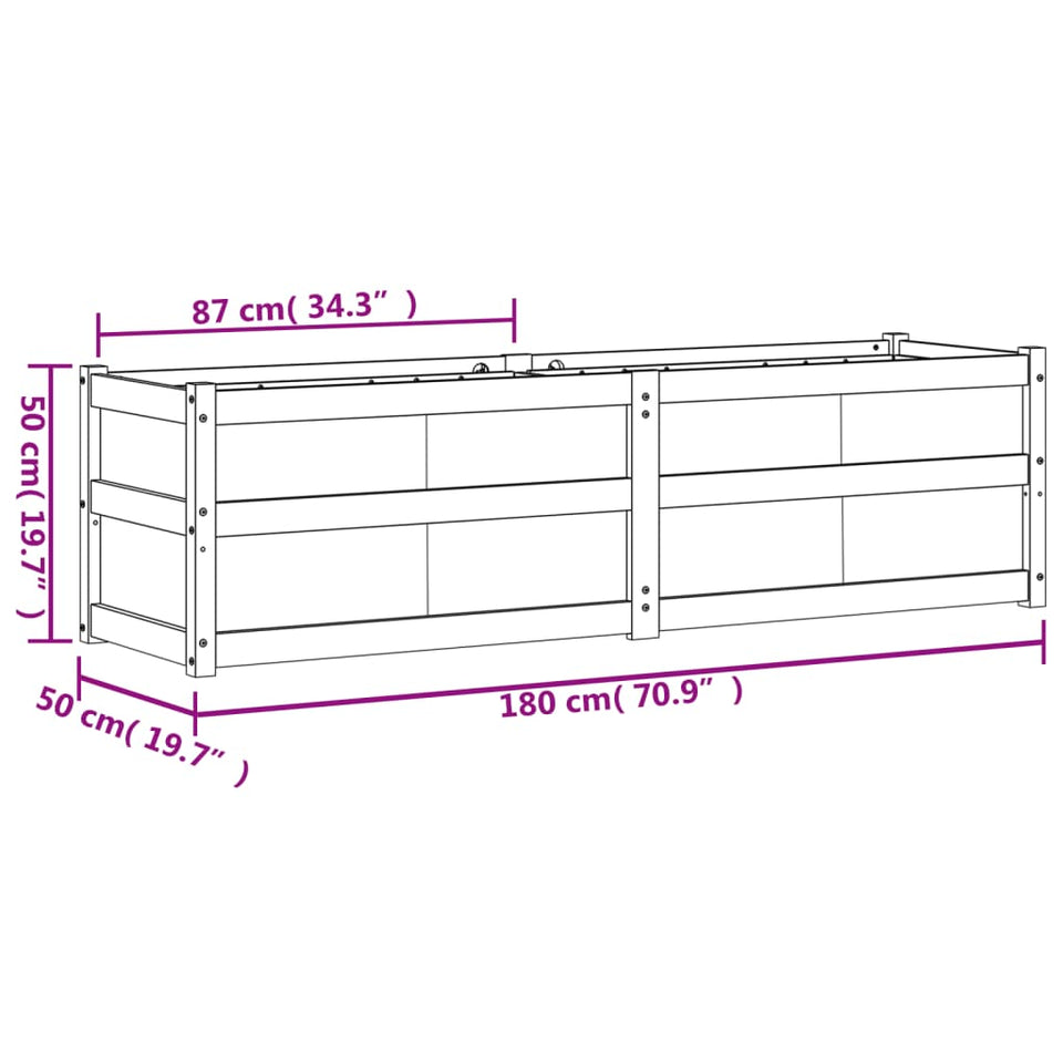 Garden Planter Wax Brown 180x50x50 cm Solid Wood Pine