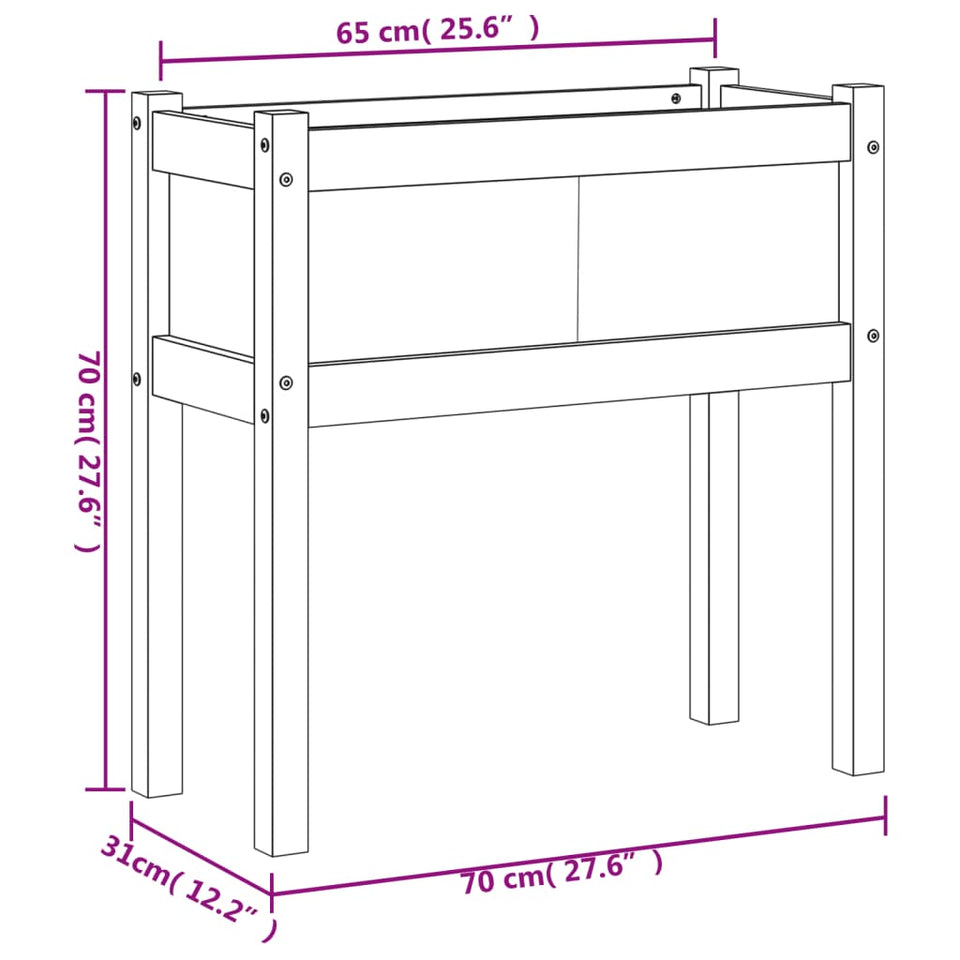 Garden Planter with Legs 70x31x70 cm Solid Wood Douglas