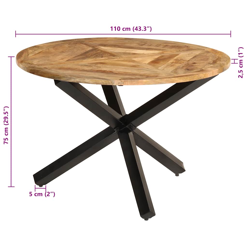 Dining Table Ø110x75 cm Solid Wood Rough Mango