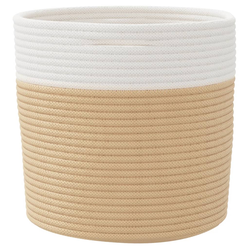 Storage Baskets 2 pcs Beige and White Ø28x28 cm Cotton