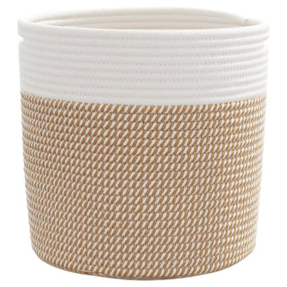 Storage Baskets 2 pcs Brown and White Ø28x28 cm Cotton