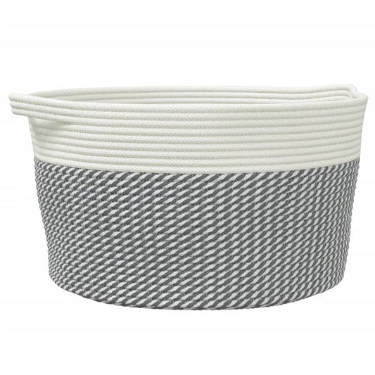 Storage Basket Grey and White Ø40x25 cm Cotton