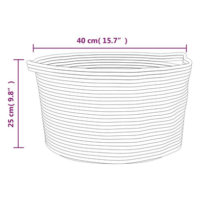 Storage Basket Beige and White Ø40x25 cm Cotton