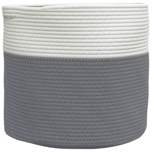 Storage Basket Grey and White Ø40x35 cm Cotton