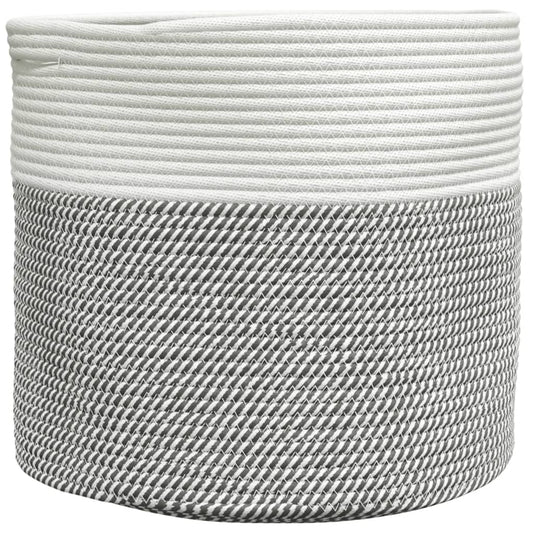 Storage Basket Grey and White Ø40x35 cm Cotton