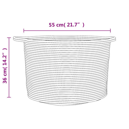 Laundry Basket Beige and White Ø55x36 cm Cotton