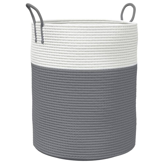 Storage Basket Grey and White Ø38x46 cm Cotton
