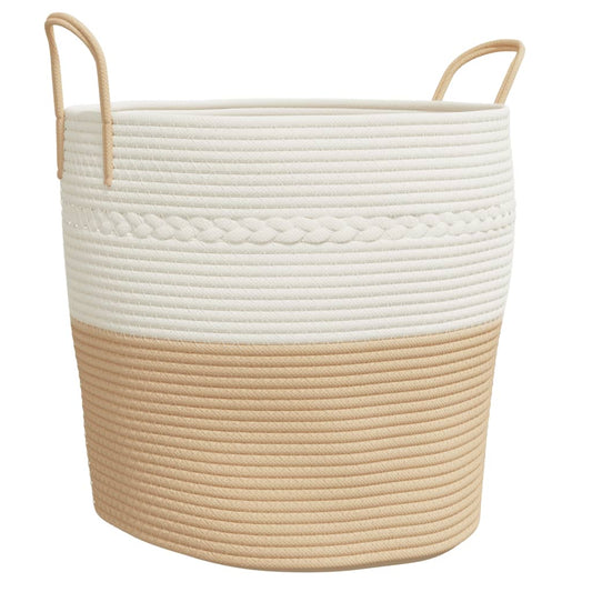 Storage Basket Beige and White Ø43x38 cm Cotton