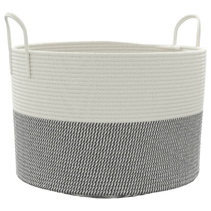 Storage Basket Grey and White Ø51x33 cm Cotton