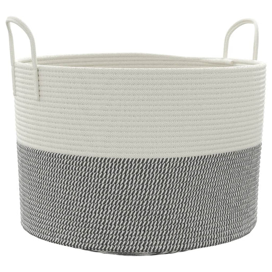 Storage Basket Grey and White Ø51x33 cm Cotton