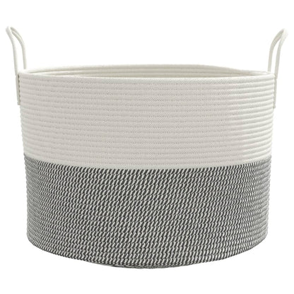 Storage Basket Grey and White Ø51x33 cm Cotton