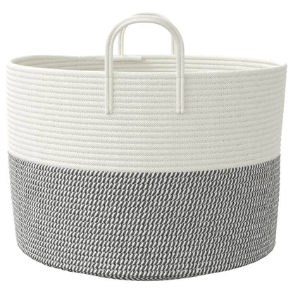 Storage Basket Grey and White Ø51x33 cm Cotton