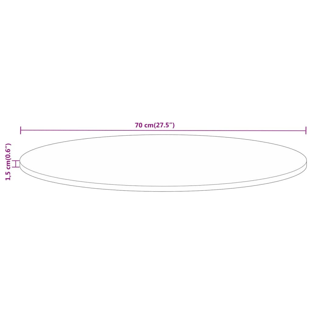 Table Top Ø 70x1.5 cm Round Solid Wood Rough Mango