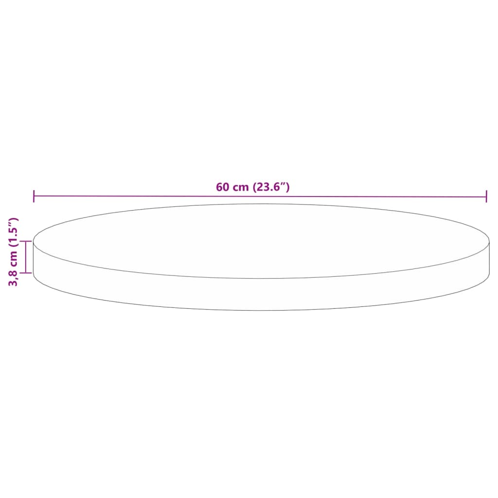 Table Top Ø 60x3.8 cm Round Solid Wood Reclaimed